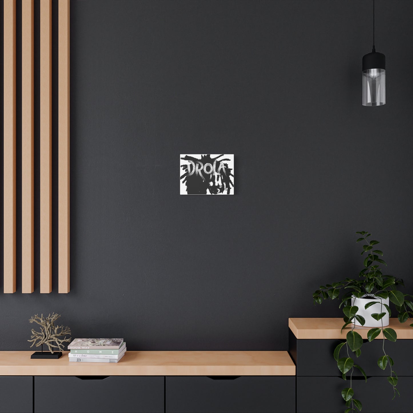 Drola J Canvas Wall Art, Abstract Art Home Decor, Unique Black and White Artwork, Modern Room Decoration, Gift for Art Lovers